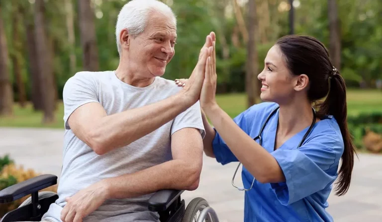 A male Senior citizen getting Respite Care at Olimpia’s Senior Care Assisted Living facility staff