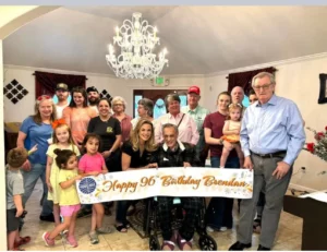 Our resident Mr. Love 96th birthday party with family and friends at Forest Cottage Senior Care
