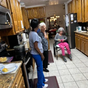 Ms Sonia And Ms Sandy Enjoying Kitchen